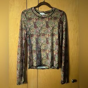 Floral Patterned Long Sleeve Knit Top